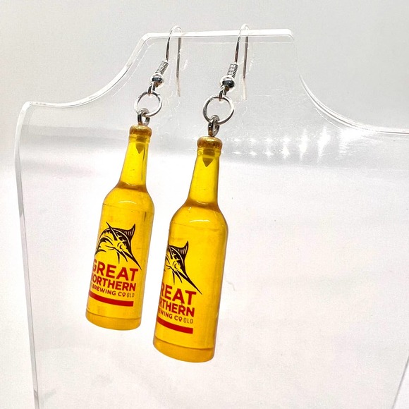Great Northern Beer Earrings - Alcohol Earrings - New Years Eve Earrings - Picture 5 of 8